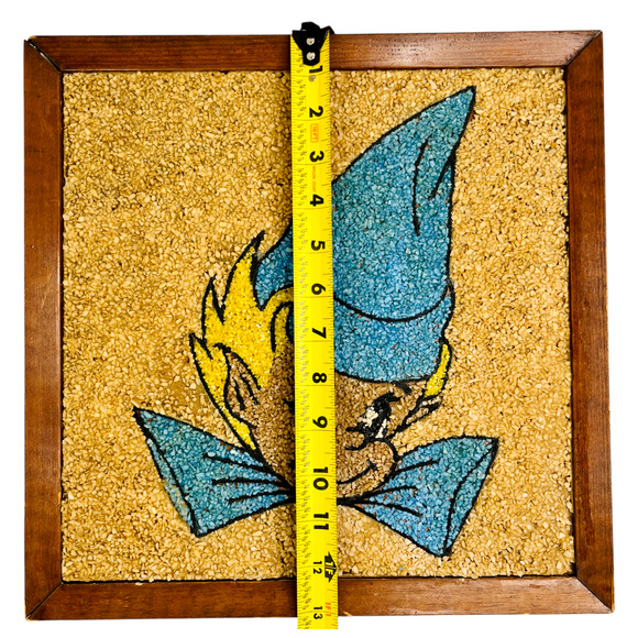 Vintage Pixie Elf Pebble Art Mosaic Gravel Framed Wall Hanging Kitschy 13" x 13" - Picture 12 of 13